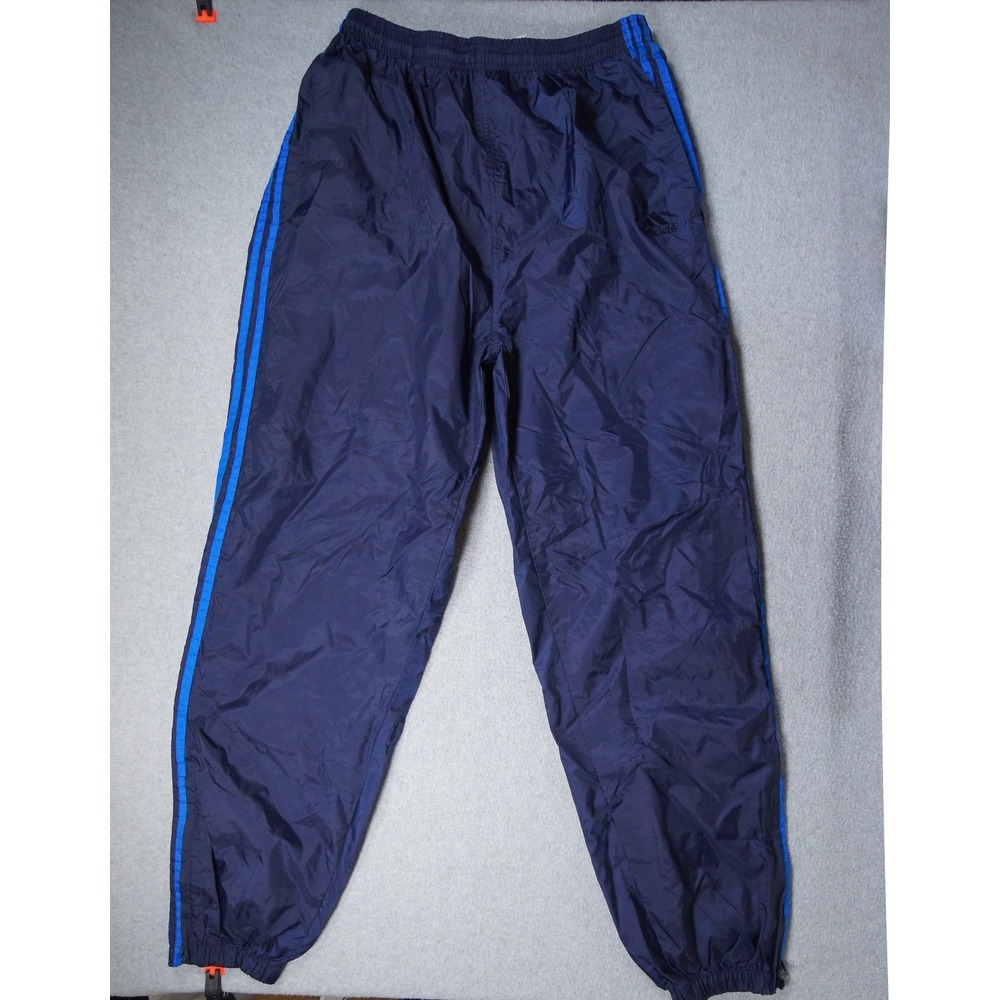 Vintage Adidas Pants Mens XL Blue Windbreaker 3 Stripe Nylon Y2K Adult Casual